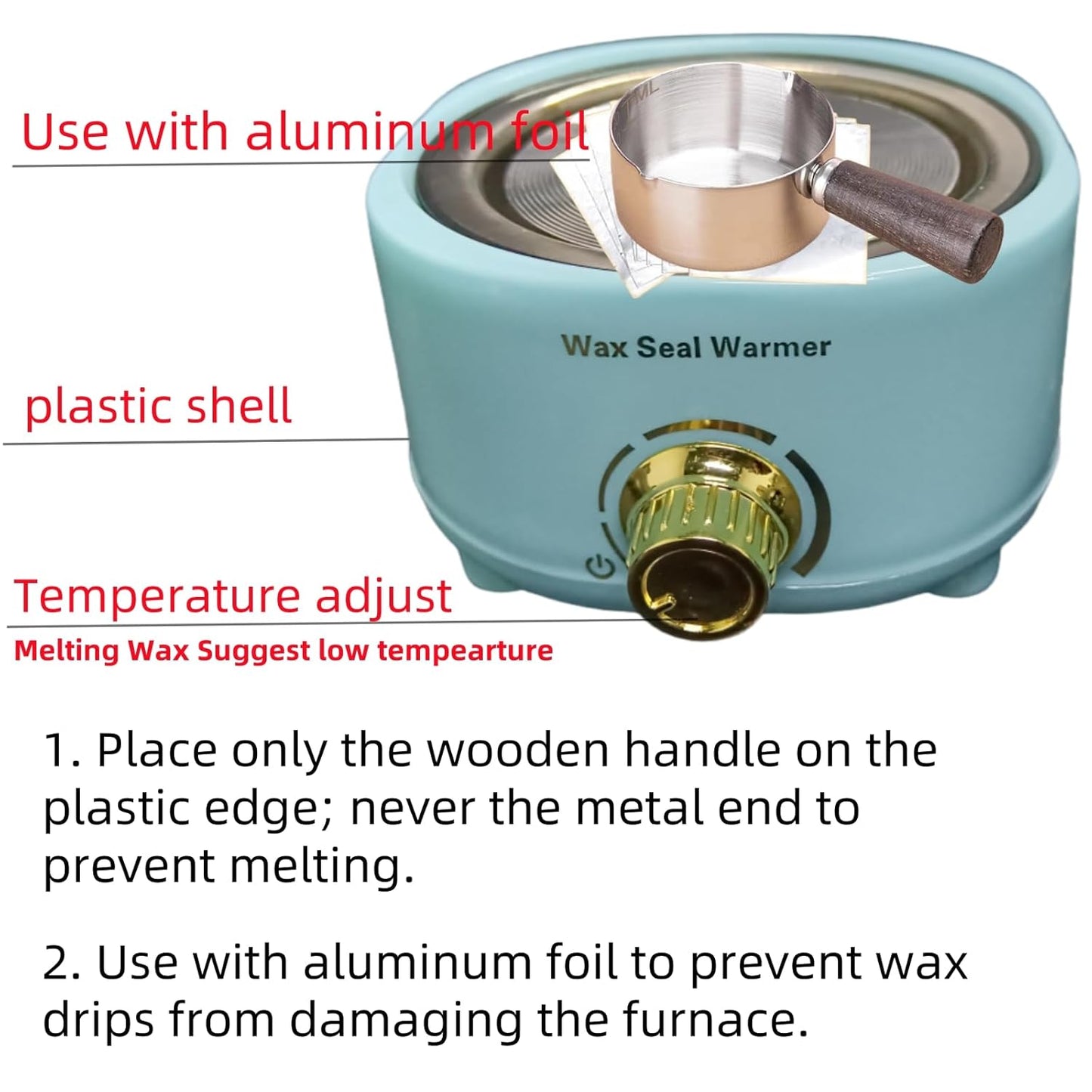 Skiennix Electric Wax Seal Warmer Kit - Includes 80ml Spoon & Non-Slip Spoon | Ideal for Melting Wax Seals (Blue)