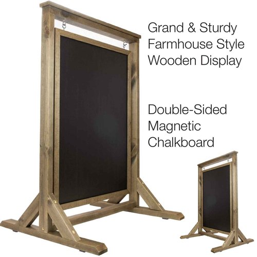 Rustic Handcrafted Chalkboard Sign: Uniquely Designed Wooden Sidewalk Sign Message Board with Double Sided Display. Alternative to A-Frame & Sandwich Board Signs. Use Chalk or Liquid Chalk Markers.