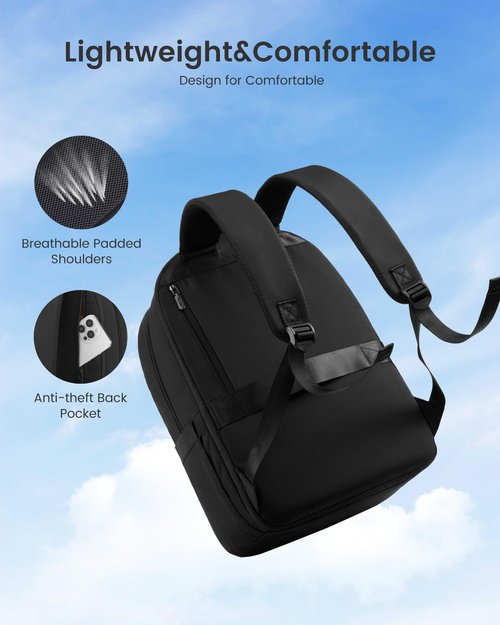 LOVEVOOK Laptop Backpack for Women, Puffer Travel Bag Fits 15.6 Inch Laptop, Lightweight Work Daypack for Teacher Nurse, Water-resistant College Bookbag, Black