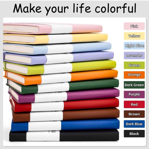 Dynta Lined Journal Notebooks for Women Men, 12 Pack A5 Hardcover Journals Bulk, 200 Pages/100 Sheets, 5.8 x 8.4 inch, 12 Colors, College Ruled Notebooks for Work, Writing, Note Taking
