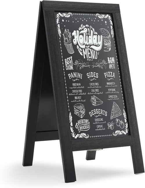 DAHAPYBOO Sandwich Board - 40"x20" Solid Pine Wood Rustic Black Chalkboard Sign for Outdoor Use