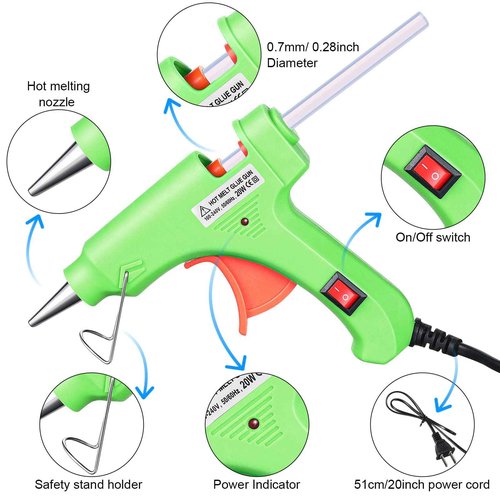 Zhengmy 24 Pieces Mini Hot Glue Gun Crafts Hot Melt Guns Fast Preheating and Easy Squeeze Trigger for School DIY Arts Class Projects Office Home Quick Repairs (Multicolored)