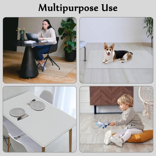 Blvornl Office Chair Mat for Hard Wood Floor, Sturdy Plastic Protector Floor Mat for Office Chair, Rectangle Transparent PVC Computer Hard Floor Chair Mat for Desk, Office, Home (Clear, 48 X 60in)