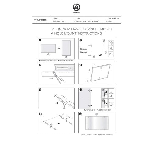 U Brands Magnetic Dry Erase Board White Board, 24" x 18" Inches, Black Aluminum Frame (2894U00-01)