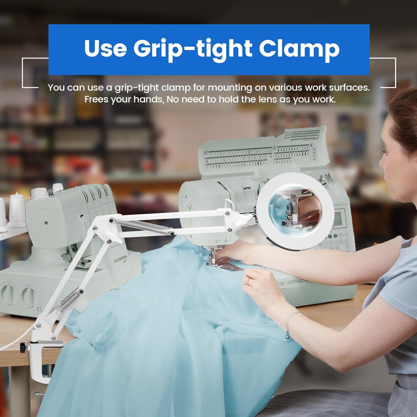 KIRKAS 10X Magnifying Glass with Light and Stand, 2-in-1 Stepless Dimmable LED Desk Lamp with Clamp, 3 Color Modes Lighted Magnifier Swivel Arm Light for Reading, Craft, Close Works - White