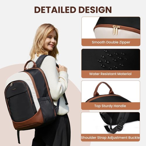 LOVEVOOK Laptop Backpack - 17.3 Inch Business Purse with Large Capacity | Stylish Black Daypack for Work & Travel