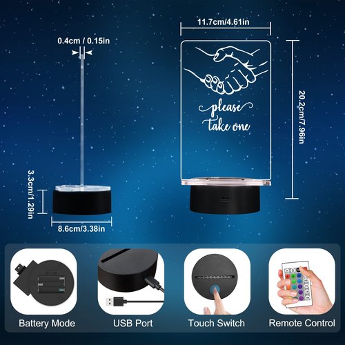 YuanDian Business Card Holder, Light up Card Organizer Business Card Stand, Business Card Display Holder, 16 Color Light LED Acrylic Card Holders Display Office