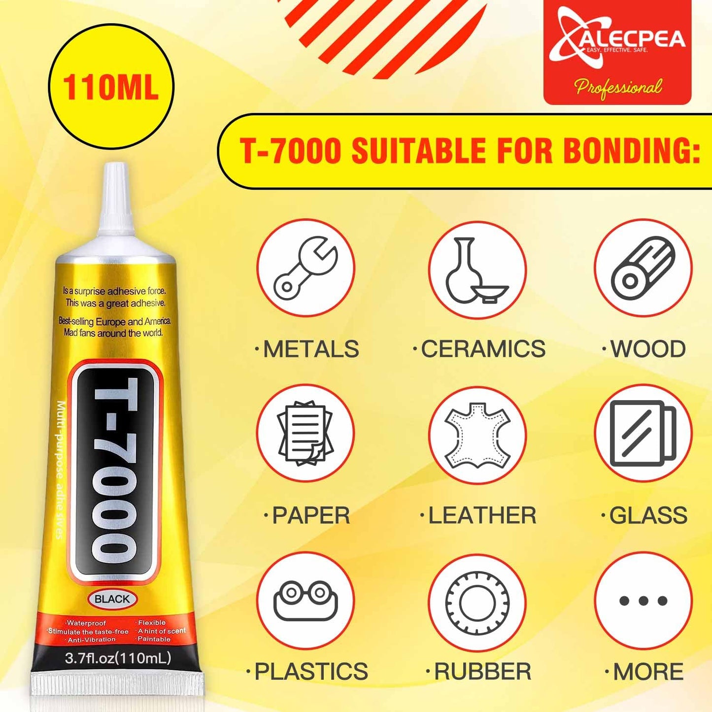 ALECPEA Upgrade T-7000 Black Adhesive Glue - 110ml | High-Performance Waterproof Adhesive for Precision Repairs, Perfect for Phone, Electronics, Jewelry, and Crafts