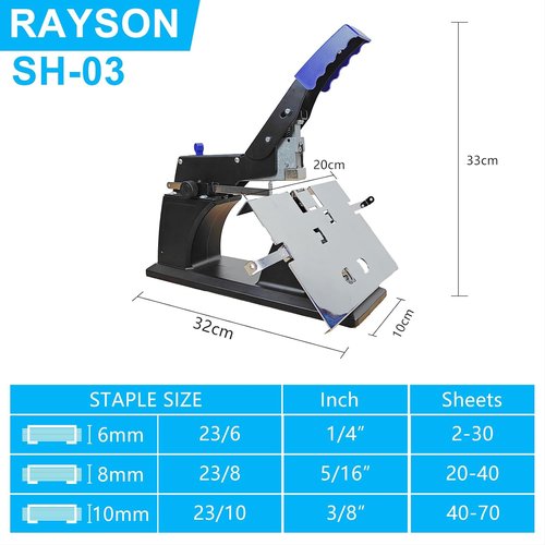 Rayson SH-03 Heavy Duty Saddle Stapler - Versatile Manual Stitching for Saddle & Flat Stapling