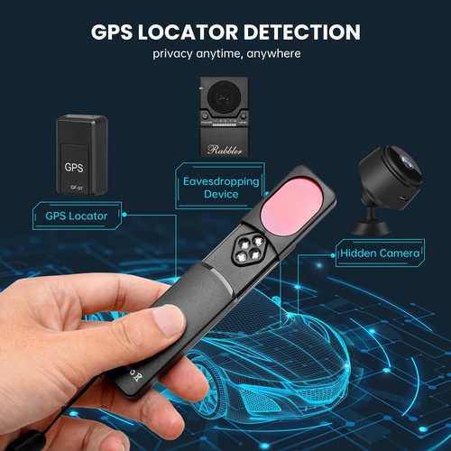 Hidden Camera Detectors, High Accuracy Camera Detector with Strong Anti-interference Ability,Spy Camera Finder, GPS Tracker Detector, Bug Detector, 25H Work, for Travel, Smoke Detector, Black,1 Pack