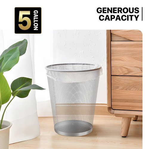 MoNiBloom 3-Gallon Mesh Trash Can for Office Small Metal Wire Garbage Bin Wastebasket for Home Bedroom Under Desk Dorm Room Lightweight Open-Top Waste Paper Basket Recyling Container (Silver, 2-Pack)