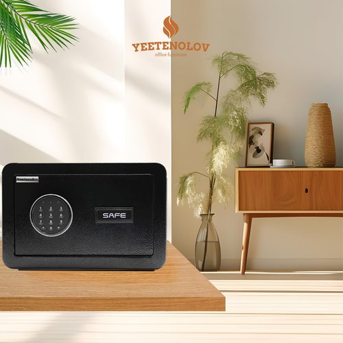 Yeetenolov Small Safe Box, Lock Box for Money, Jewelry, Documents and Guns, 0.5 Cubic Feet Digital Security safes for Home, Hotel, or Business, black, 11.8" L x 7.9" W x 7.9" H