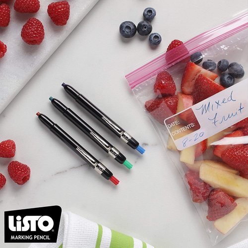Listo 1620 Marking Pencils, Box of 12 - Grease/China/Wax Pencils (Black, Red, White) With BONUS Orange Pencil