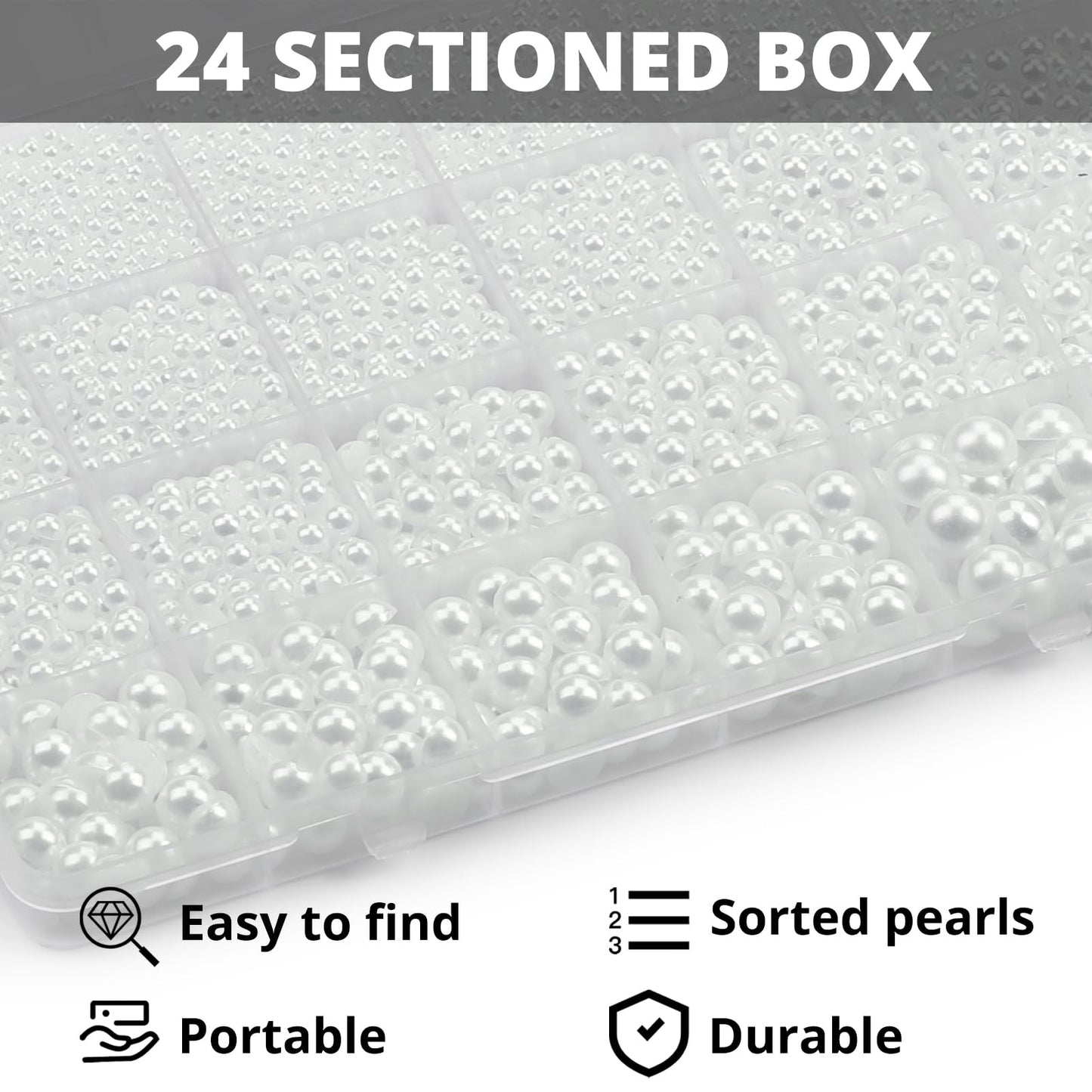 17000Pcs White Half Pearls Beads for Crafting, Flat Back Pearls Rhinestones Gem FlatBack Diamond for Decor Crafts Bedazzling Decoration Bedazzle Shoes Clothes Bedazzled 2,3,4,5,6,8,10mm and B7000 Glue