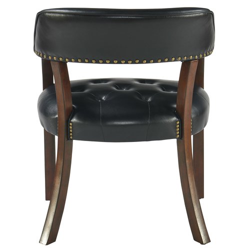 LEEMTORIG Set of 6 Faux Leather Dining Chair with Arms, Dining Chair with Supportive Back, Game Poker Table Chairs, Boss Caption's Chairs Office Desk Chairs, Cherry Walnut Legs & Black PU NX173D