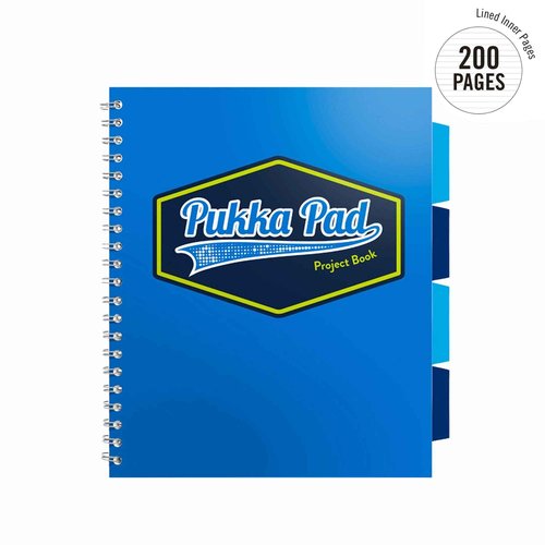 Pukka Pad 5 Subject Spiral Notebook 3-Pack - 200 Pages, 100 Sheets of 80GSM Paper with Repositionable Dividers & Perforated Edges for Office Planning & Organization - US Letter 8.5 X 11, Blue Vision