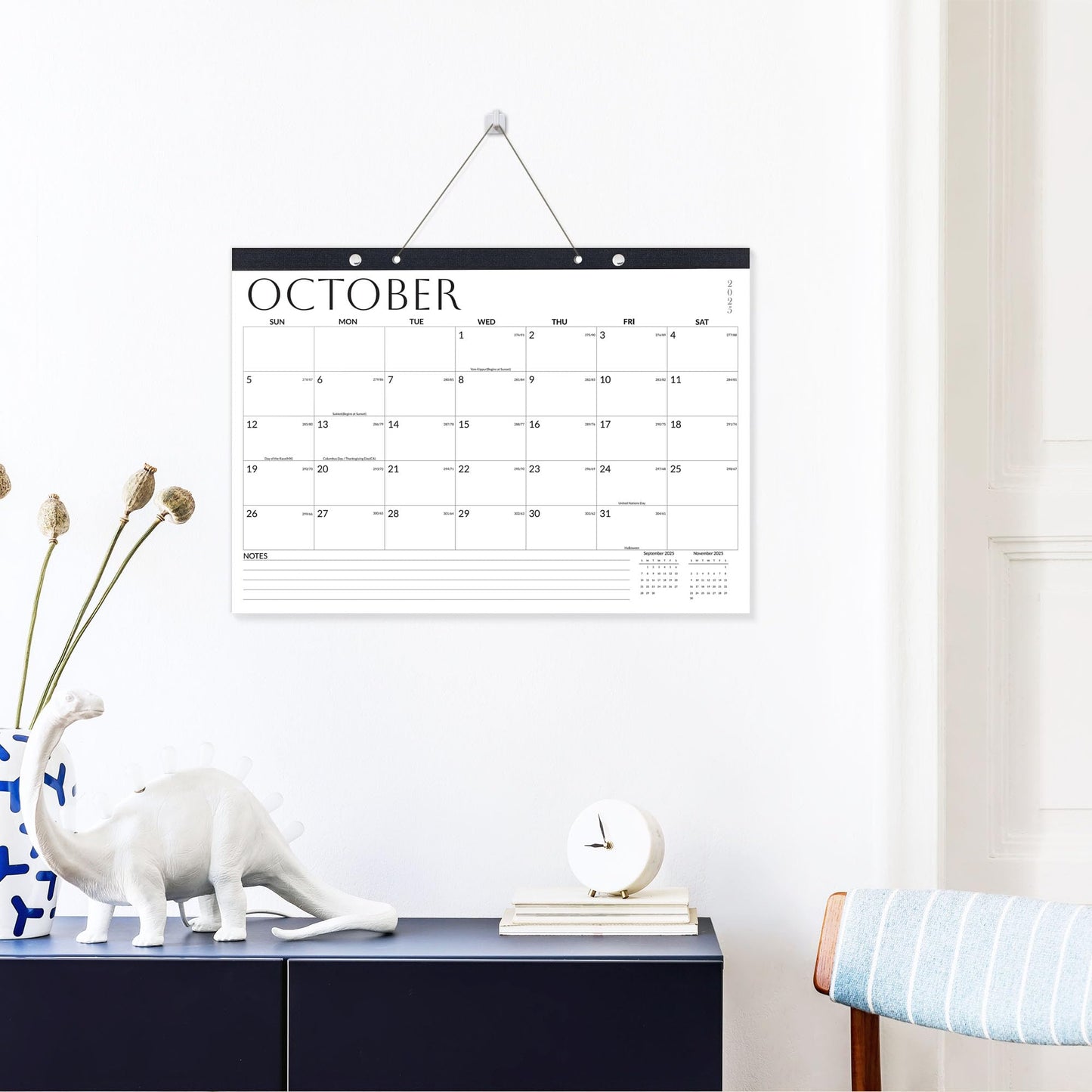 SUNEE 2026 Desk Calendar - 18 Month Calendar Oct 2025 - Mar 2027, 17" x 12" Desktop Calendar 2026 with Notes, for Planning, Organizing in Family, School or Office, White 2026 Calendar
