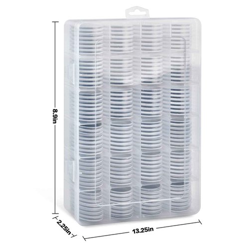 Coin Capsules 46mm with Foam Gasket and Plastic Storage Organizer Box, 6 Sizes (20/25/27/30/38/46 mm) Coins Collector Case Holder for Collection Supplies-168 Pieces (Black)