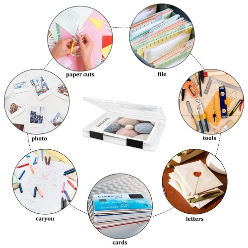Pechor 6 Pack A4 File Box Paper Organizer Transparent Plastic Box Portable Project Case Documents Document Magazines Storage Holder,with Black Snaps (Inner Size 12.2 x 8.9 x 0.7 in)