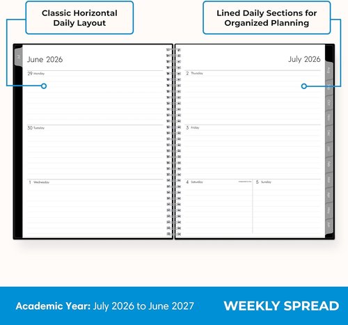 Blue Sky Academic Year Planner 2026-2027 | Weekly & Monthly Calendar, 7" x 9", Flexible Cover