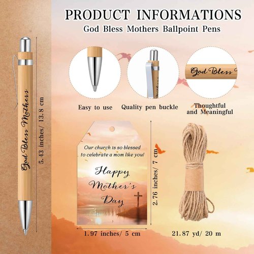 100 Set Mother's Day Church Gifts Bulk Include Bible Verse Pens and Christian Prayer Journal for Women Inspirational Notebooks Religious Gifts with Cards Bags Twine,God Bless Mom Church Sunday School