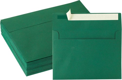 Green Envelopes - 50 Pack A7 Dark Green 5 x 7 Inch | 120gsm Paper for Invitations & Gifts