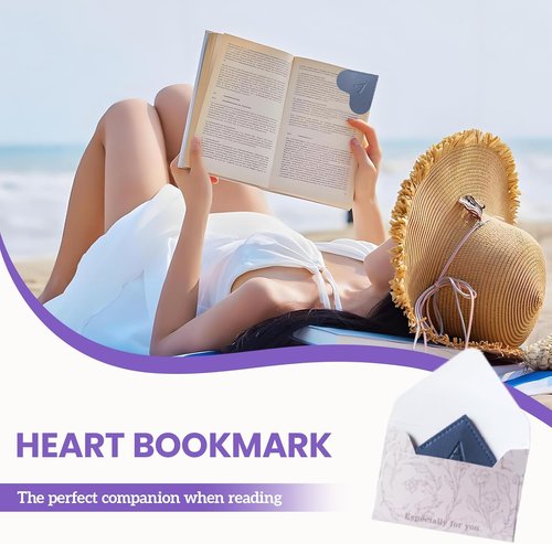 MOTEERLLU Personalized Leather Heart Bookmark - Custom Initials for Book Lovers | Handmade Blue Design