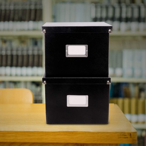 Snap-N-Store File Storage Box & Organizer - 2 Pack - 13.25 x 10.75 x 9.875 Inch Letter Size Portable File Boxes with Lids for Documents - Back To School Supplies for College Students - Black