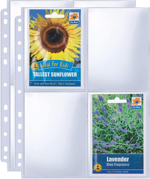Heavy Duty 240 Pockets Seed Packet Sleeves by [Brand Name] - Double-Sided 4 Pocket Organizer for 3 Ring Binder | 8.5x11” Clear Storage Sheets