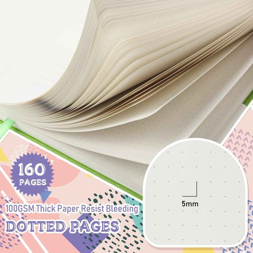 Chiisong 10 Pack Bullet Dotted Journal Notebook Bulk, A5 Dot Grid Notebook with 100 GSM Paper, Leather Hardcover Dotted Journal with 160 Pages for Women Men Writing Journaling Planning, 5.7 x 8.3 Inch