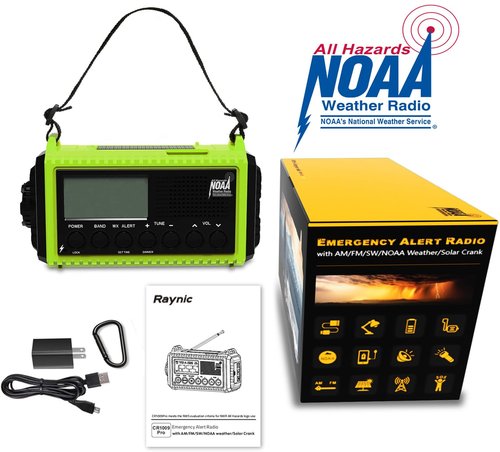 Raynic Emergency Weather Radio, 5000mAh/18500mWh Weather Radio, Portable Solar Hand Crank Radio with AM/FM/SW/NOAA, Cell Phone Charger, Headphone Jack, Flashlight and SOS Siren
