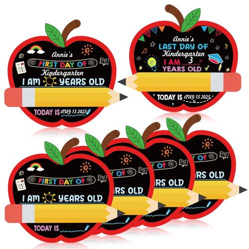 Feifeiya 4 Pack First and Last Day of School Chalkboard Double Sided Back to School Sign Preschool Kindergarten Chalkboard Sign Reusable Board for Photo Prop Supplies(10"x10")