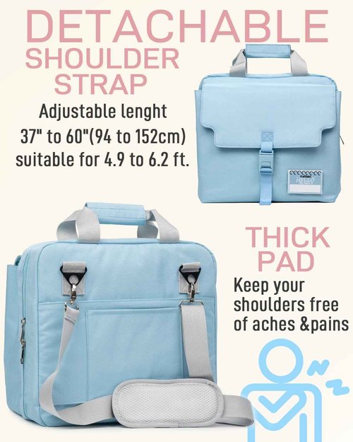 Kaitiaki 3 Ring Zipper Binder Bag with Handle and Shoulder Strap, 3-Inch D-Ring, Large Laptop Pocket, 5-Tab Expanding File Folder, School Supply Kit (Minor Blue)