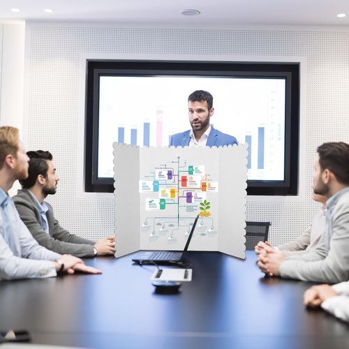 bimiti 24 Pcs Foldable Presentation Boards,24x36 Inch Tri-Fold Poster Display Boards with A4 Colored Cardboard for Business Exhibits,School Projects and Photo Displays