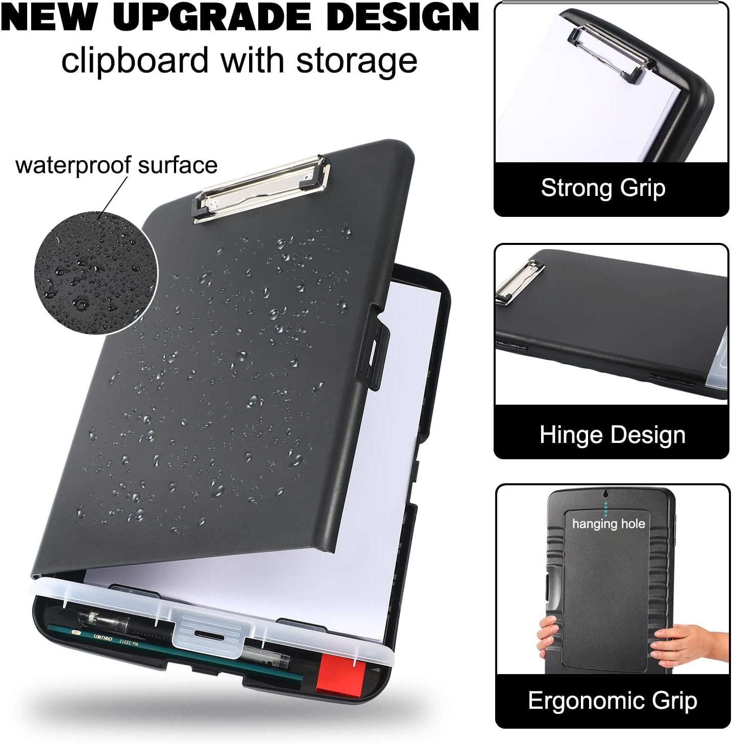 YEAHVIY Heavy-Duty Clipboard with Storage - Large Capacity, Low Profile Clip, A4 Organizer, 8.5x11 Size