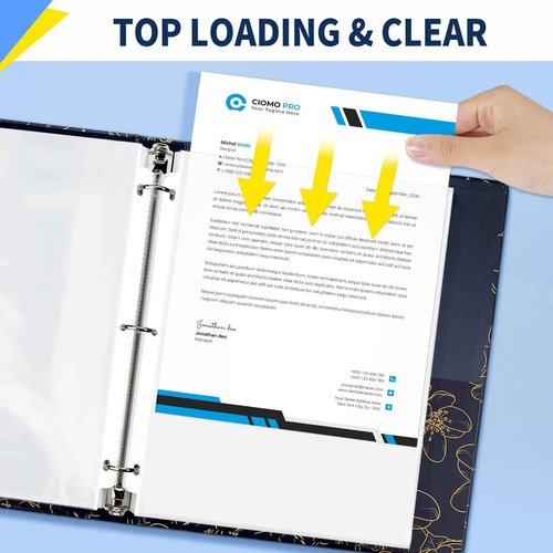 SUNEE White Binders & Sheet Protector Bundle, 12pcs 1 Inch 3 Ring Binders & 600pcs Clear Sheet Protectors, 8.5x11