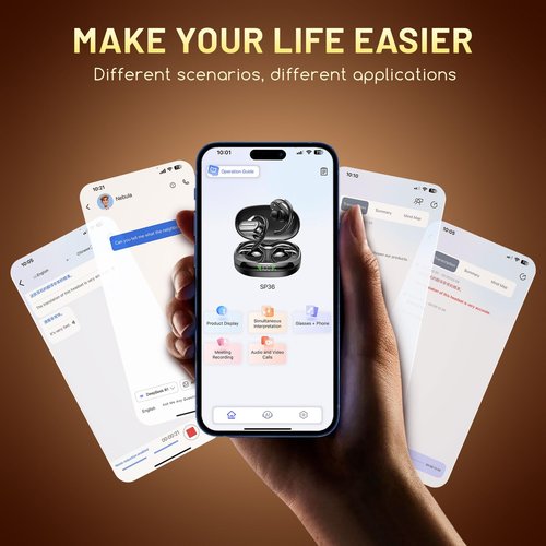 AI Language Translator Earbuds, Real-Time 3-in-1 Translation Earbuds 144 Languages & Accents, Translation Device for Travel Business Learning with Charging Case(Black)