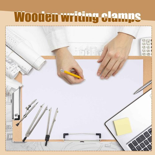 Henoyso 16 Pcs 11x17 Clipboard Wooden Lap Board with Low Profile Clip Brown Double Landscape Clip Hardboard Drawing Board Landscape Horizontal Large Clipboard for Desk Paper Sketching Art Supplies