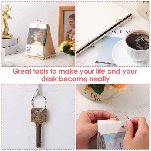 500 Pack Loose Leaf Binder Rings 1 Inch 25 mm Office Book Flashcard Rings Metal for Index Cards Binder Clips for School Home Office Supplies, Silver