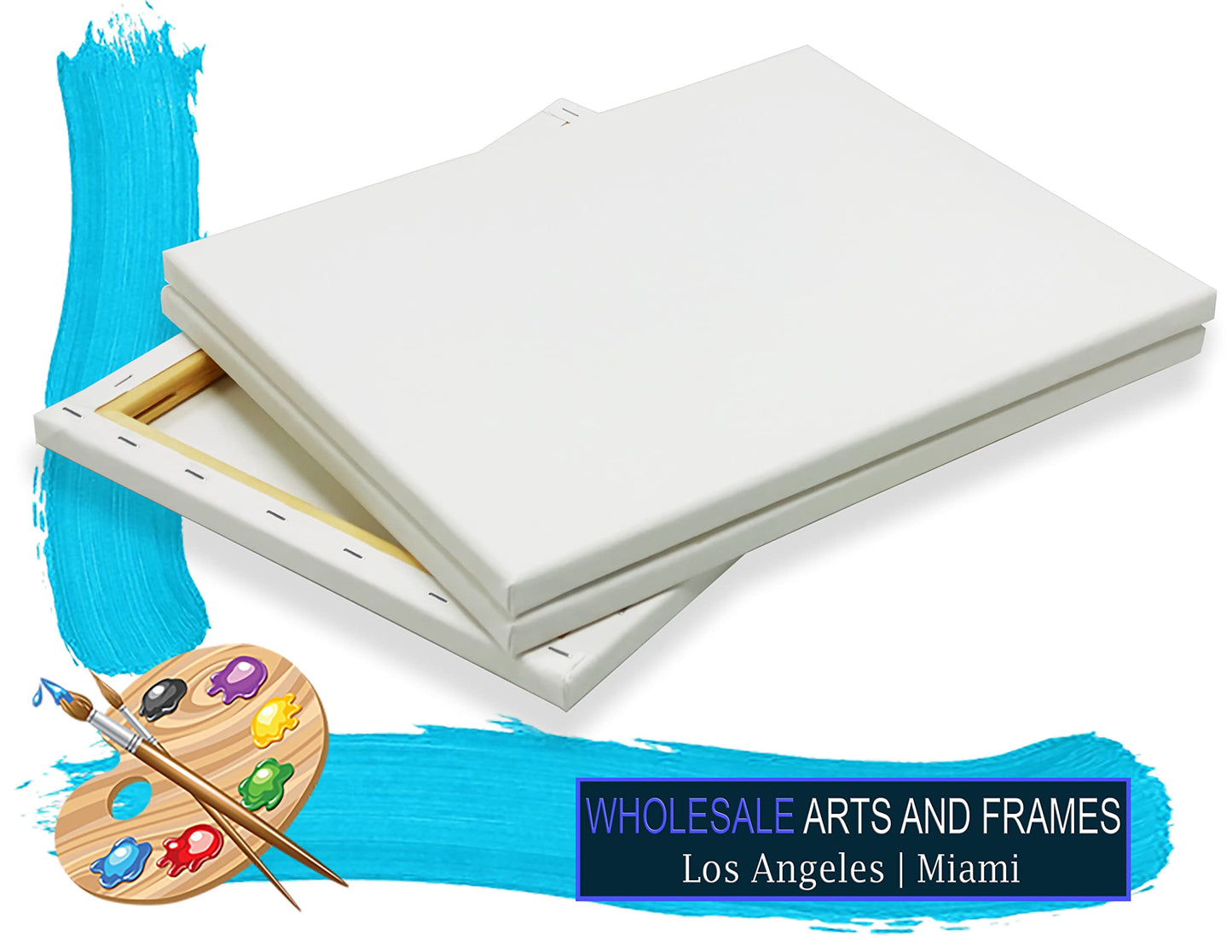 Stretched Canvas for Painting 16x20 20PK 3/4" 10 Oz. 16x20 Canvas Value Pack.Large Stretched Cotton Blank Canvas for Painting. 16 x 20 Canvases Bulk XL Rectangle Universal Triple Primed for Paint&Sip