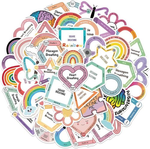 Skiennix 50Pcs Sensory Stickers - Waterproof Vinyl Decals for Bikes, Laptops & Water Bottles