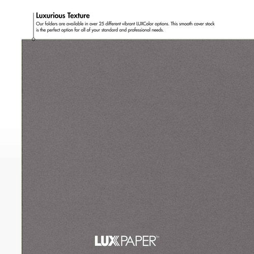 LUXPaper 9" x 12" Presentation Folders | Two Pocket | Smoke Gray | 100lb. Cover | 25 Qty