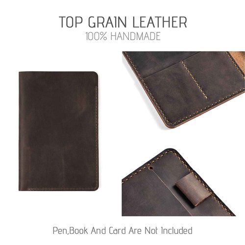 wowlomo Leather Notebook Cover for A5 Moleskine Notebook - 8.3" x 5" inch Handmade Soft Leather Journal Cover, Vintage Refillable Notebook Cover for Hardcover Notebooks Men|Planner|Gift|Coffee Adult