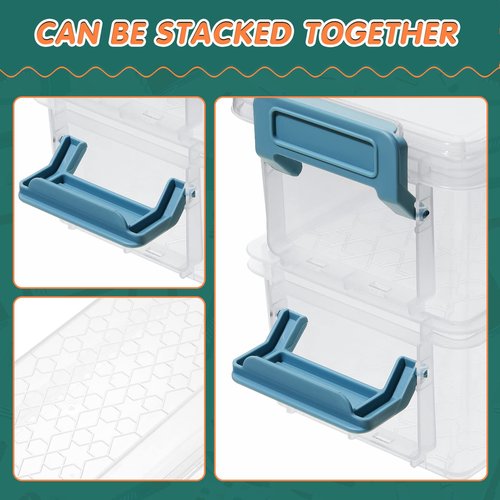 Gueevin 8 Pcs Plastic Pencil Case Stackable Clear Pencil Box with Latching Lid Long Plastic Stationery Pen Case Bulk for Crayon Marker Drill Bits School Office Supplies, 2 Sizes
