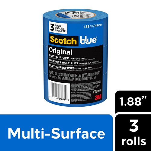 ScotchBlue Multi-Surface Painters Tape - 2 Inch Wide, Easy Removal, 3 Rolls, Blue (2090-48EP3)