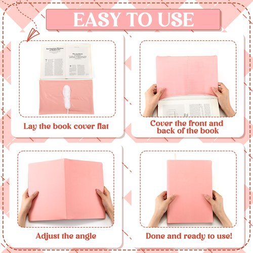 Watersay 6 Pack Stretchable Book Covers 9 x 11 Inch Jumbo Book Covers Washable Reusable Aesthetic Protector Fabric for Hardcover Textbooks School Supplies(Pink Gradient)