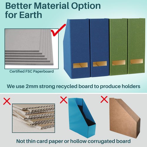 LifeSto Magazine Holder - File Holder and Desk Organizer, Paperboard Book Organizer and Storage Box for Documents, Magazine Holder Rack for Classroom, Home, and Office (Leaf Green, 2-Pack)