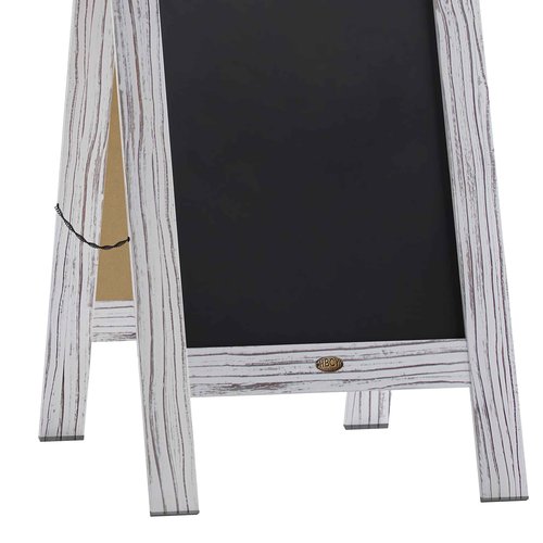 HBCY Creations A Frame Chalkboard 40x20 Solid Wood A-Frame Sign Whitewashed Double-Sided Magnetic Board, Chalkboard Menu Board, for Restaurants, Cafés, Weddings - Heavy Duty Hinges