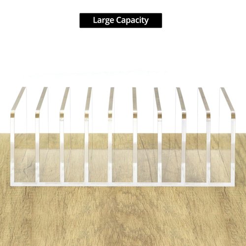 QWORK 9 Compartments Clear Desk Mail Organizer, Acrylic Office Document Sorter, Transparent Stepped Design, Non-Slip Base for Office, Home, School Desktop Organization