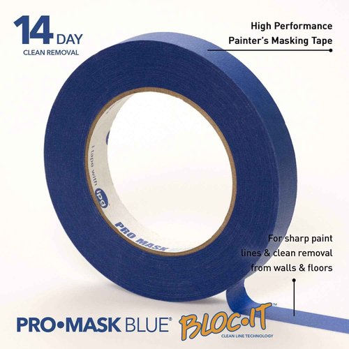 IPG ProMask Blue with BLOC-It, Premium 14-Day Masking Tape, .94" x 60 yd, Blue, (9-Pack)